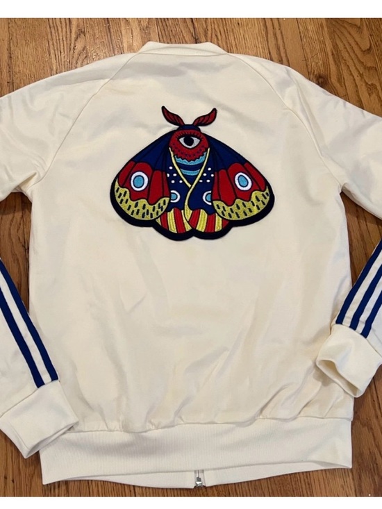 adidas Jackets & Blazers - adidas Cream Jacket with Blue Logo Tags